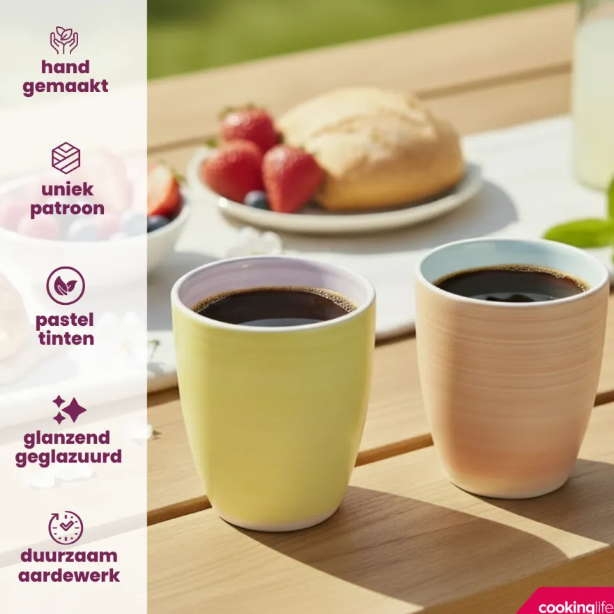 Cookinglife Koffiebekers Pastel Harmony 340 ml - 6 Stuks