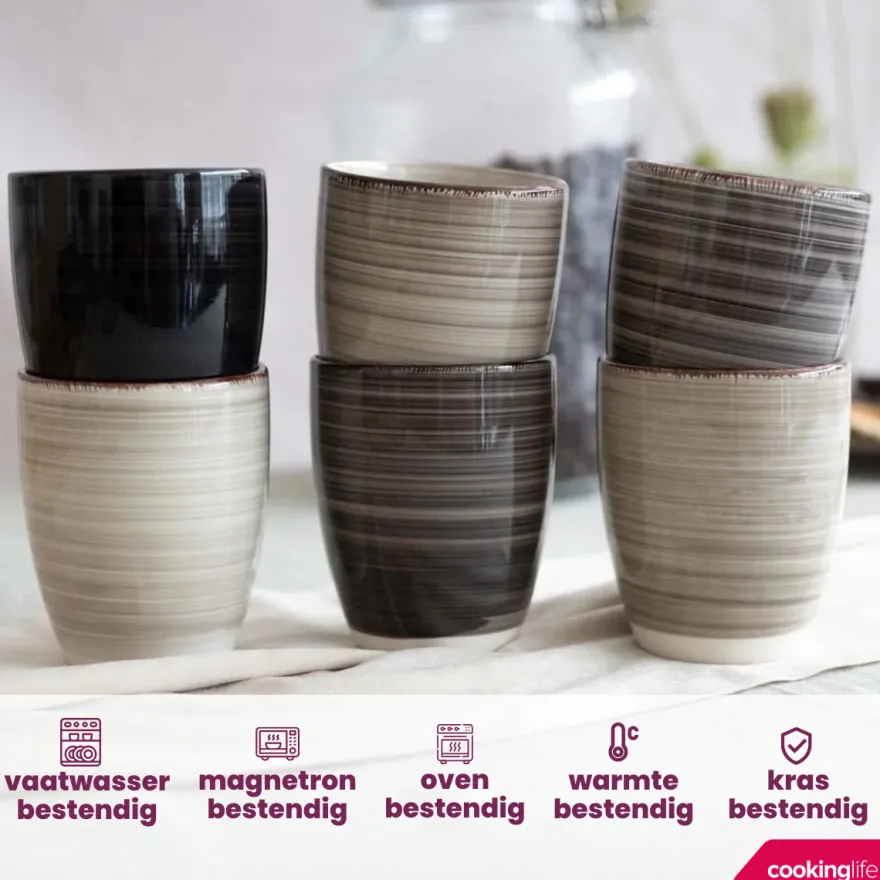 Cookinglife Koffiekopjes / Senseo Kopjes - Delice Grijs 180 ml - 6 stuks