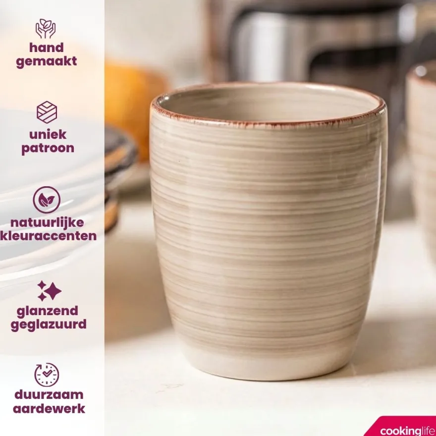 Cookinglife Koffiekopjes / Senseo Kopjes - Delice Grijs 180 ml - 6 stuks