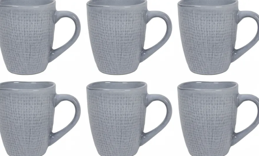 Cookinglife Koffiemokken Linen Grijs 340 ml – 6 stuks