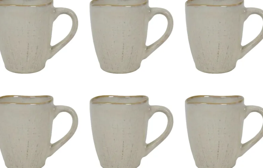 Cookinglife Koffiemokken Linen Beige 340 ml – 6 stuks