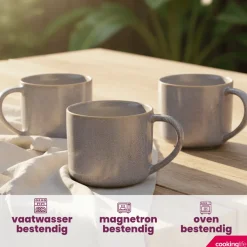 Cookinglife Koffiemokken Serene Blue 330 ml - Aardewerk - 4 stuks