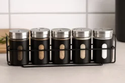 Cookinglife Kruidenrek Zwart 5-Delig - Met Kruidenstrooiers 80 ml