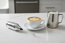 Cookinglife Melkopschuimer Chroom 20 cm - Handmatige Melkopschuimer voor Koffiespecialiteiten