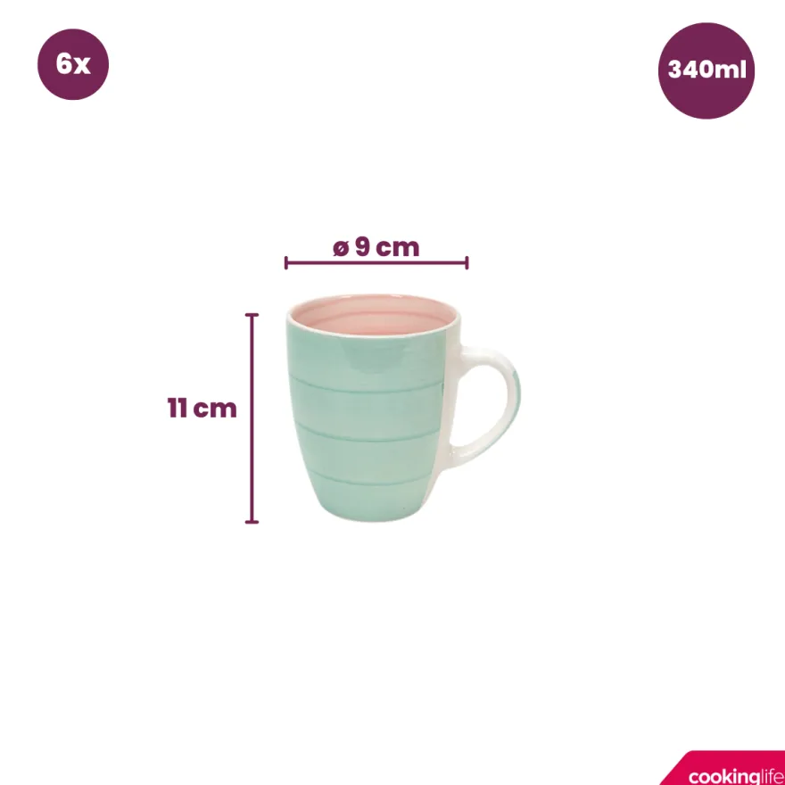 Cookinglife Mokken Pastel Harmony 340 ml - 6 Stuks