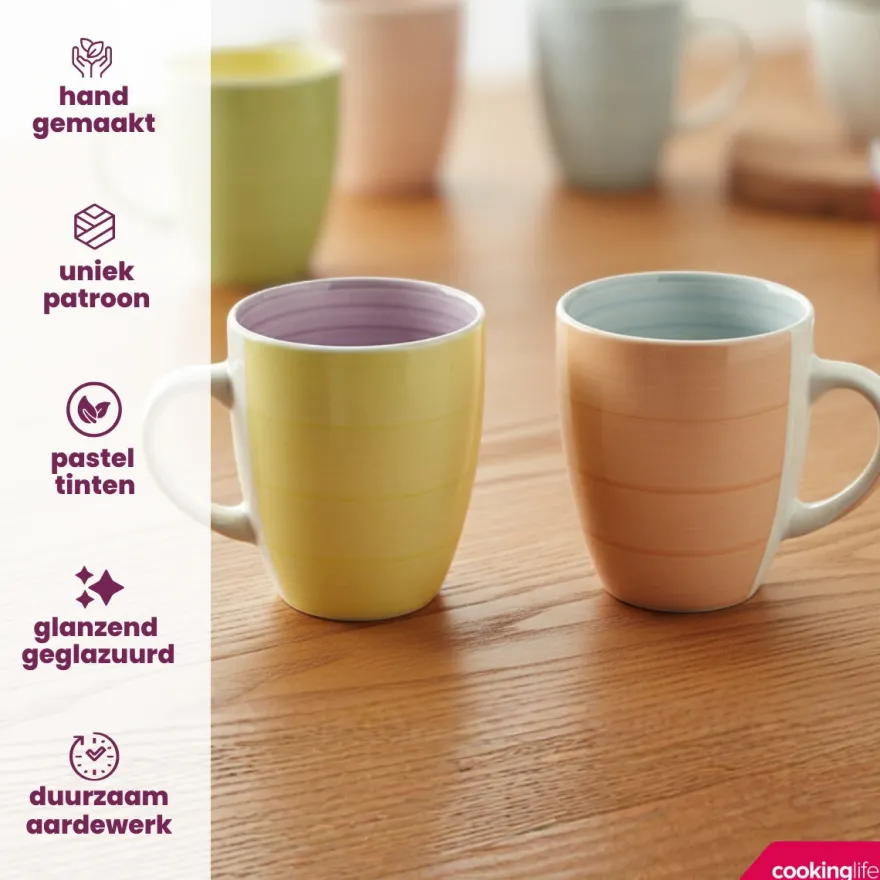 Cookinglife Mokken Pastel Harmony 340 ml - 6 Stuks