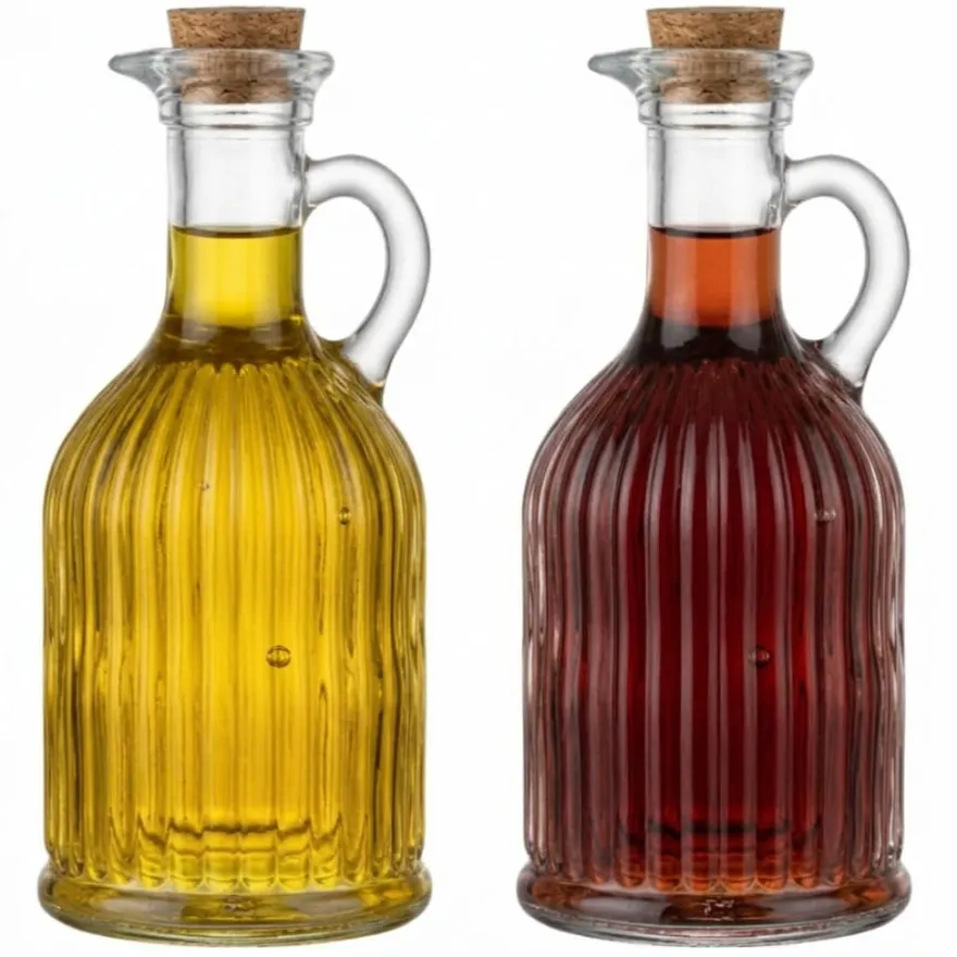 Cookinglife Olie- en Azijnstel Lines - Glas - 350 ml - 2 stuks