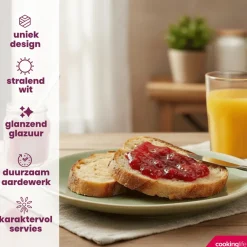 Cookinglife Ontbijtborden / Dessertborden Serene Green ø 20 cm - Aardewerk - 4 stuks