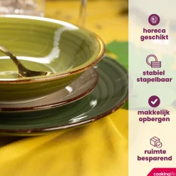 Cookinglife Ontbijtborden / Dessertborden Delice Groen ø 19 cm - 6 stuks