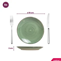 Cookinglife Ontbijtborden / Dessertborden Delice Groen ø 19 cm - 6 stuks