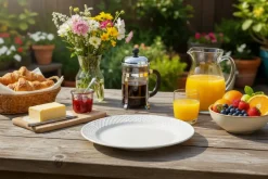 Cookinglife Ontbijtborden / Dessertborden - CampVibe - Outdoor - Kunststof - Onbreekbaar - Wit ø 21 cm - 4 Stuks