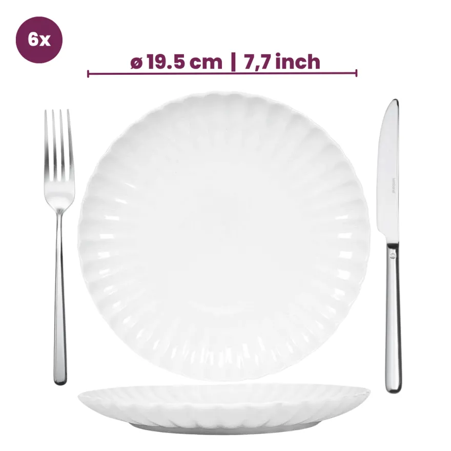 Cookinglife Ontbijtborden / Dessertborden Cardida Off White ø 19.5 cm - 6 Stuks