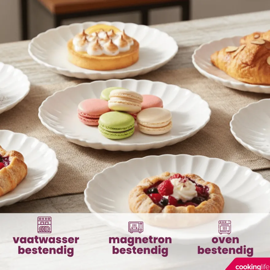 Cookinglife Ontbijtborden / Dessertborden Cardida Off White ø 19.5 cm - 6 Stuks