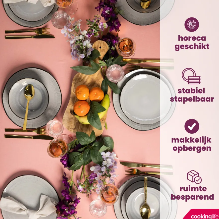 Cookinglife Ontbijtborden / Dessertborden Nola Warm Grey ø 21 cm - 6 stuks