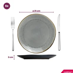 Cookinglife Ontbijtborden / Dessertborden Nola Warm Grey ø 21 cm - 6 stuks