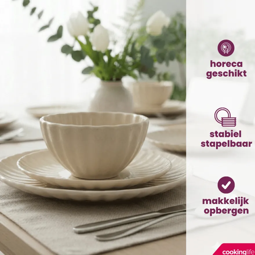 Cookinglife Ontbijtborden / Dessertborden Cardida Beige ø 19.5 cm - 6 Stuks