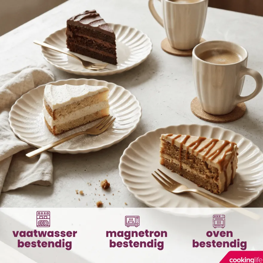 Cookinglife Ontbijtborden / Dessertborden Cardida Beige ø 19.5 cm - 6 Stuks