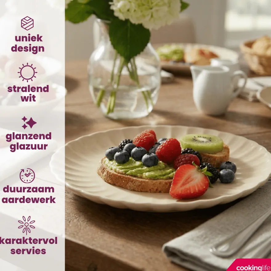 Cookinglife Ontbijtborden / Dessertborden Cardida Beige ø 19.5 cm - 6 Stuks