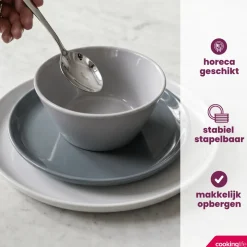 Cookinglife Ontbijtborden / Dessertborden Siaki - Wit / Blauw / Grijs ø 19 cm - Porselein - 6 stuks