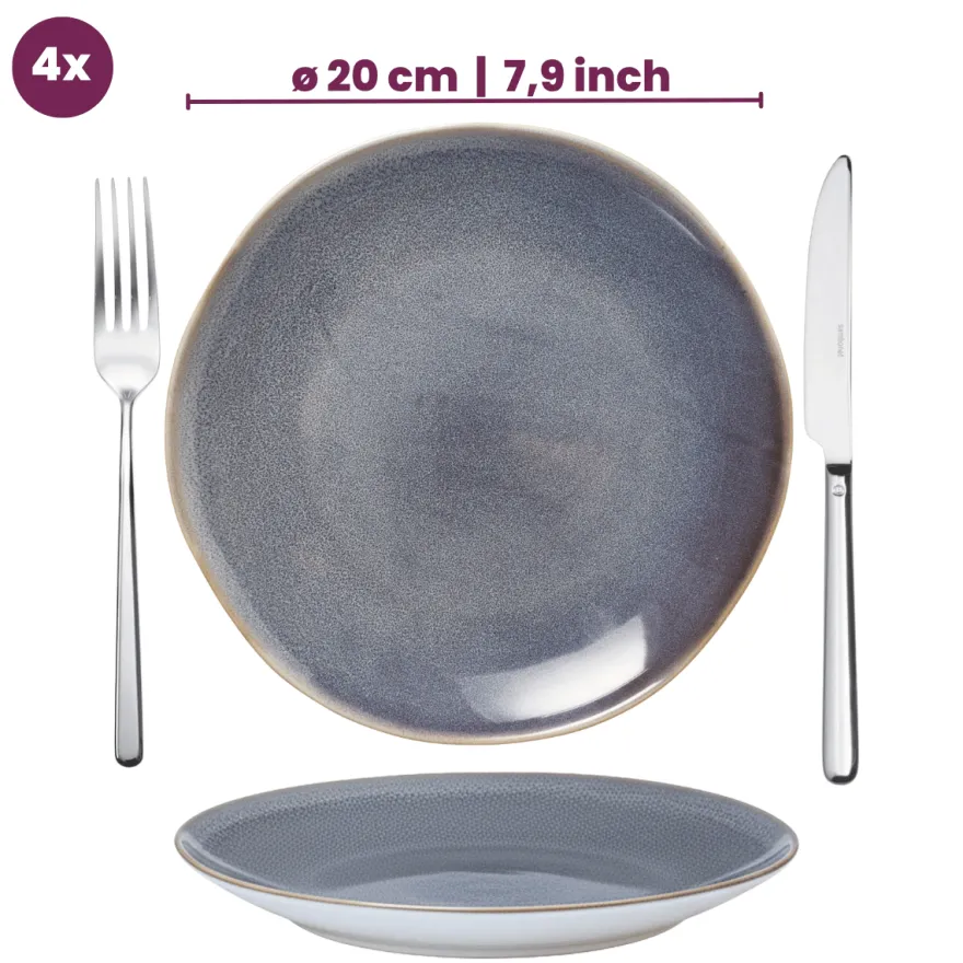 Cookinglife Ontbijtborden / Dessertborden Serene Blue ø 20 cm - Aardewerk - 4 stuks