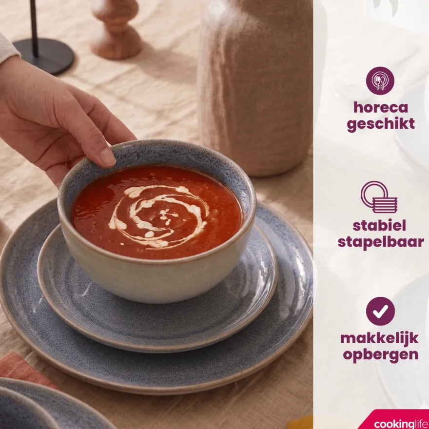 Cookinglife Ontbijtborden / Dessertborden Serene Blue ø 20 cm - Aardewerk - 4 stuks
