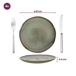 Cookinglife Ontbijtborden / Dessertborden Sabi Groen ø 21 cm - 6 Stuks
