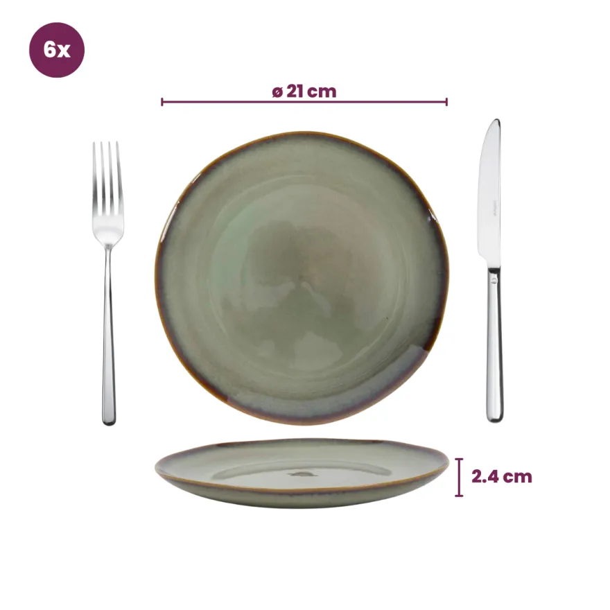 Cookinglife Ontbijtborden / Dessertborden Sabi Groen ø 21 cm - 6 Stuks