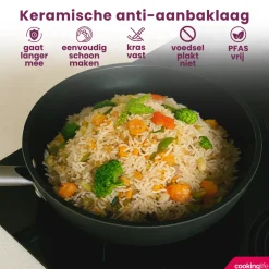Cookinglife Pannenset ProForge 3-delig - Wokpan ø 28 cm + Koekenpan ø 24 & 28 cm - geschikt voor alle warmtebronnen - keramische anti-aanbaklaag