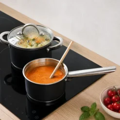 Cookinglife Pannenset Zwart 4-delig RVS - Kookpan ø 16, 18, 20 cm & Steelpan ø 16 cm - geschikt voor alle warmtebronnen