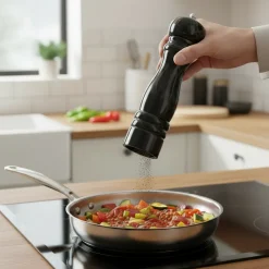Cookinglife Pepermolen Rocca Zwart Glanzend - RVS Molen - 21.5 cm