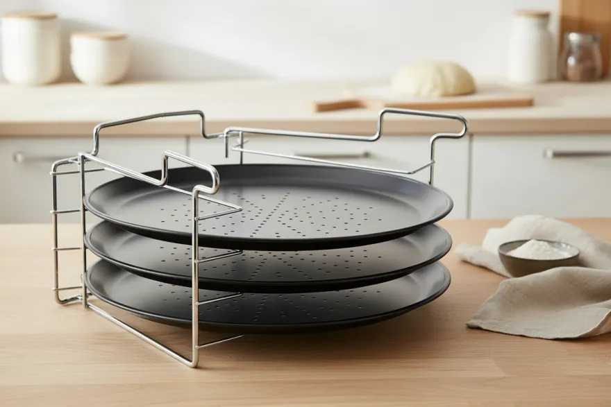 Cookinglife Pizza Bakplaat Ø 32 cm Metaal - Non Stick Set 4-delig