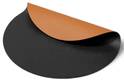 Cookinglife Placemats - Dubbelzijdig - Afwasbaar - Cognac / Zwart ø 38 cm - 6 Stuks