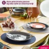 Cookinglife 6 Placemats + 6 Onderzetters - Dubbelzijdig - Rond - Afwasbaar - Blauw / Grijs