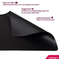 Cookinglife 6 Placemats + 6 Onderzetters - Afwasbaar - Zwart