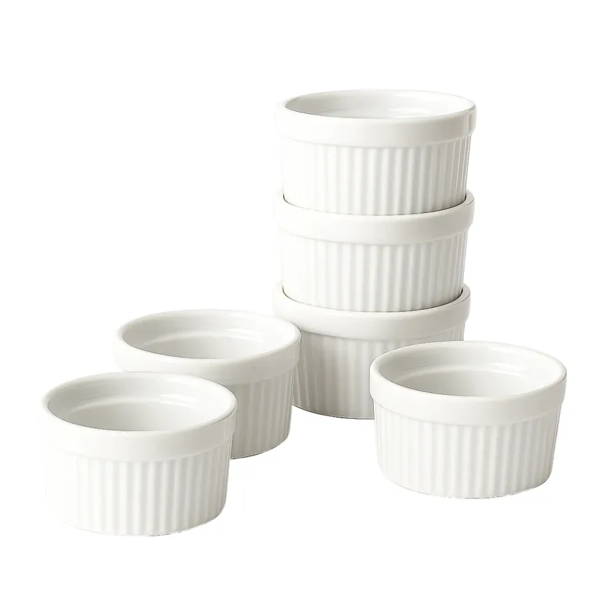 Cookinglife Ramekins / Soufflébakje / Creme Brulee Schaaltjes - Wit ø 9 cm - 6 stuks