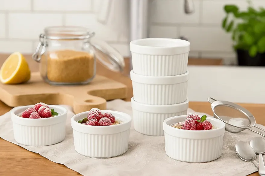 Cookinglife Ramekins / Soufflébakje / Creme Brulee Schaaltjes - Wit ø 9 cm - 6 stuks