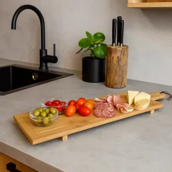 Cookinglife Serveerplank / Tapasplank op pootjes - XL - Bamboe - 88 x 26 cm