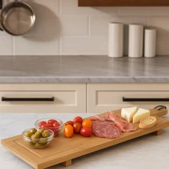 Cookinglife Serveerplank / Tapasplank op pootjes - XL - Bamboe - 88 x 26 cm
