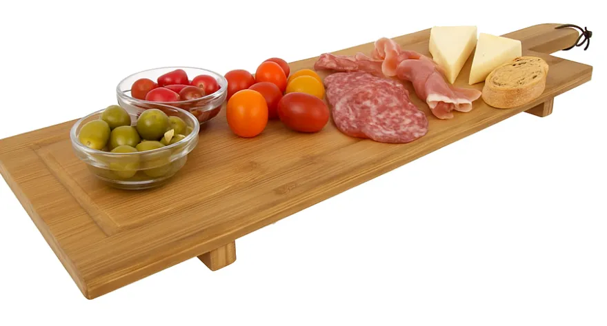 Cookinglife Serveerplank / Tapasplank op pootjes - XL - Bamboe - 88 x 26 cm