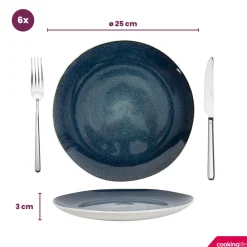 Cookinglife Serviesset Belize 18-delig / 6 personen - 6 dinerborden ø 25 cm, 6 ontbijtborden ø 21 cm, 6 soepkommen ø 15 cm