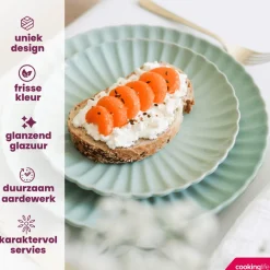 Cookinglife Serviesset Cardida Groen 18-delig / 6 personen - 6 dinerborden, 6 ontbijtborden en 6 kommen