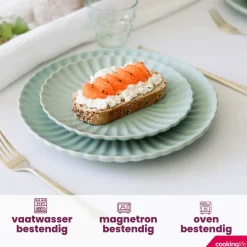 Cookinglife Serviesset Cardida Groen 18-delig / 6 personen - 6 dinerborden, 6 ontbijtborden en 6 kommen