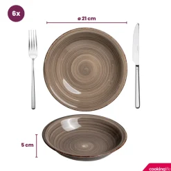 Cookinglife Serviesset Delice Grijs 18-delig / 6 personen - 6 dinerborden, 6 diepe borden en 6 ontbijtborden