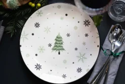 Cookinglife Serviesset - Kerstservies - Aardewerk - Groen 18-delig / 6 personen - 6 dinerborden, 6 ontbijtborden & 6 kommen