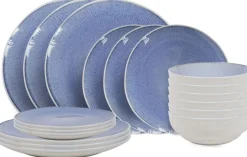 Cookinglife Serviesset Nola Blauw 18-delig / 6 personen - 6 dinerborden, 6 ontbijtborden en 6 kommen