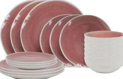 Cookinglife Serviesset Nola Roze 18-delig / 6 personen - 6 dinerborden, 6 ontbijtborden en 6 kommen