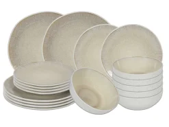 Cookinglife Serviesset Nola Sand reactive glaze 18-delig / 6 personen - 6 dinerborden, 6 ontbijtborden en 6 kommen