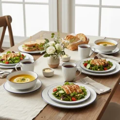 Cookinglife Serviesset Whitmore 30-delig / 6 personen - 6 dinerborden, 6 ontbijtborden, 6 diepe borden, 6 kommen en 6 mokken