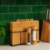 Cookinglife Snijplankenset Bamboe met houder 5-delig