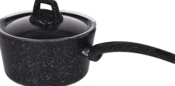 Cookinglife Steelpan / Sauspan met deksel - Black Speckle - Aluminium ø 18 cm / 2.2 liter - Geschikt voor alle warmtebronnen - standaard anti-aanbaklaag